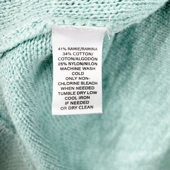Loft Mint Green Split Back Cable Knit Sweater Pullover Womens Size Medium - Picture 7 of 10